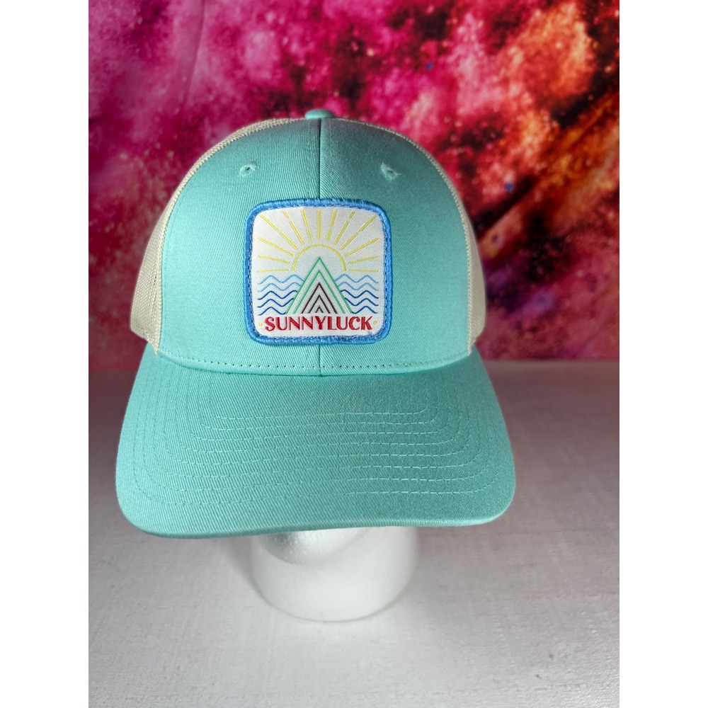 Richardson Sunnyluck Trucker Hat Aqua Blue Cream Mesh Snapback Cap 115 MD/LG
